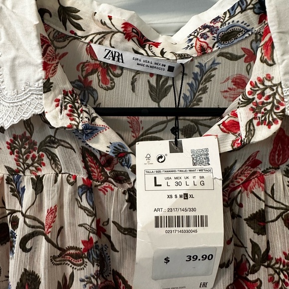 Zara Floral Blouse with Peter Pan Collar - Picture 4 of 4